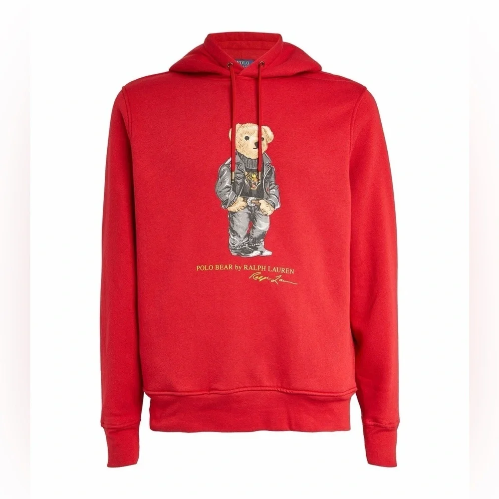 Polo Ralph Lauren Hoodie Mens L Red Lunar New Year Polo Teddy Bear Tiger Casual